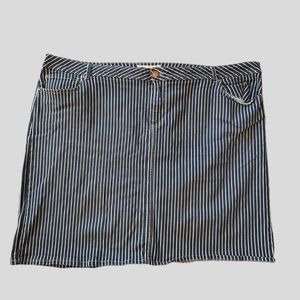 Navy and white striped pencil skirt